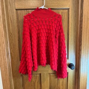 Fate + Fortune Red Textured Bell Sleeve Sweater L